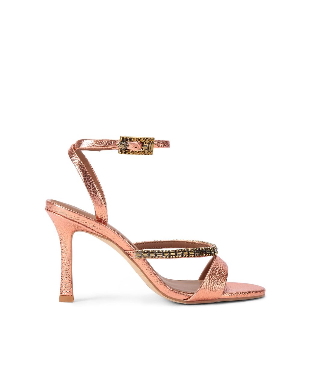 Kurt Geiger Pink Leather Crystal Strap Sandal 90 Heels