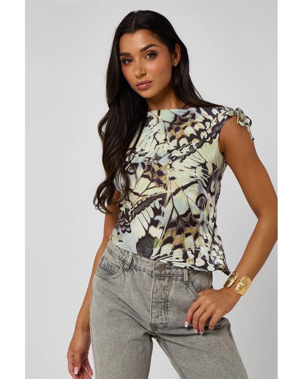 Urban Bliss Green Asymmetric Tie Detail Off The Shoulder Top