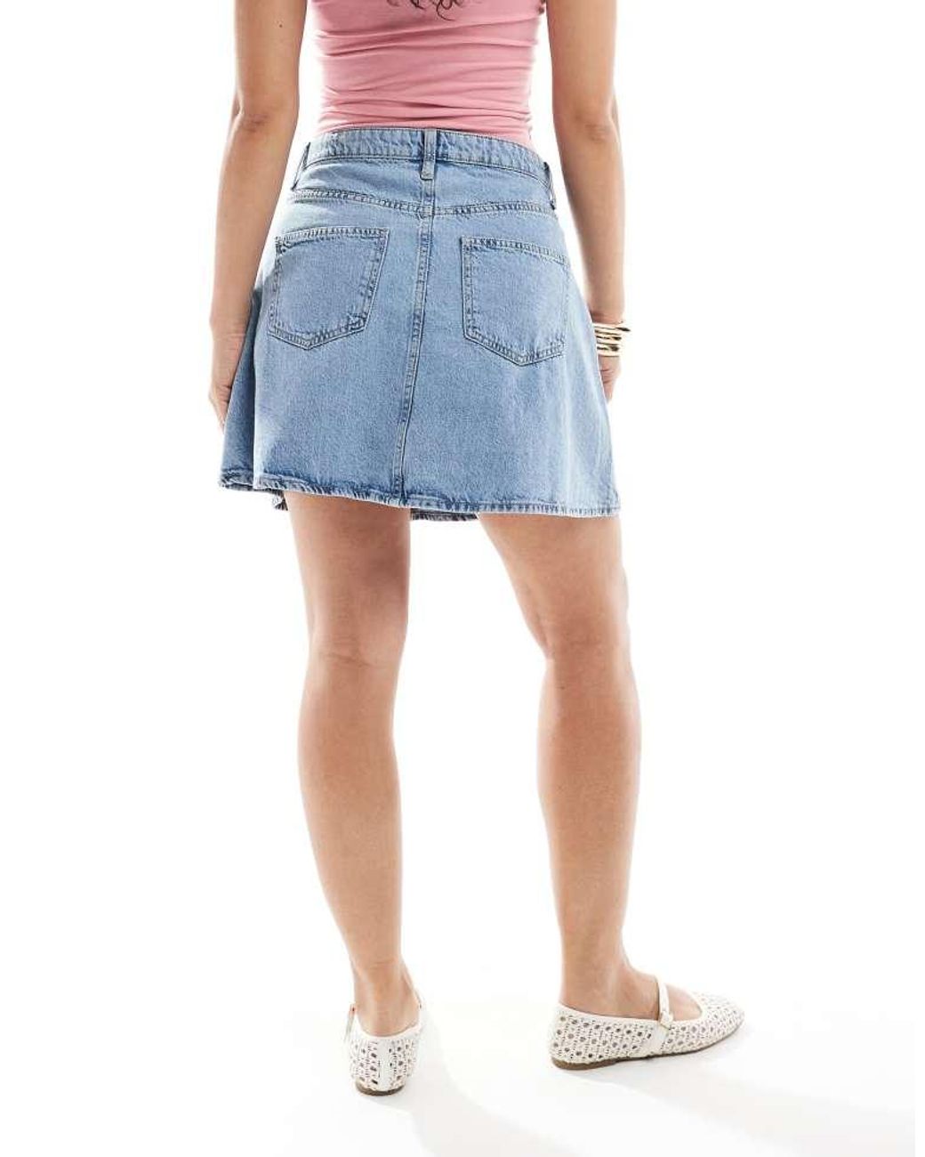 ONLY Blue A-Line Denim Mini Skirt