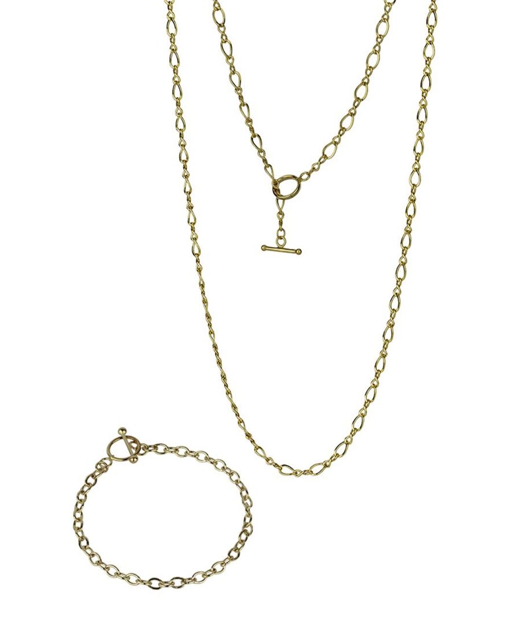 The Jewellery Stockroom White Rolled Figure Of Eight T-Bar 20" Necklace And 7.5" Bracelet Set Plated