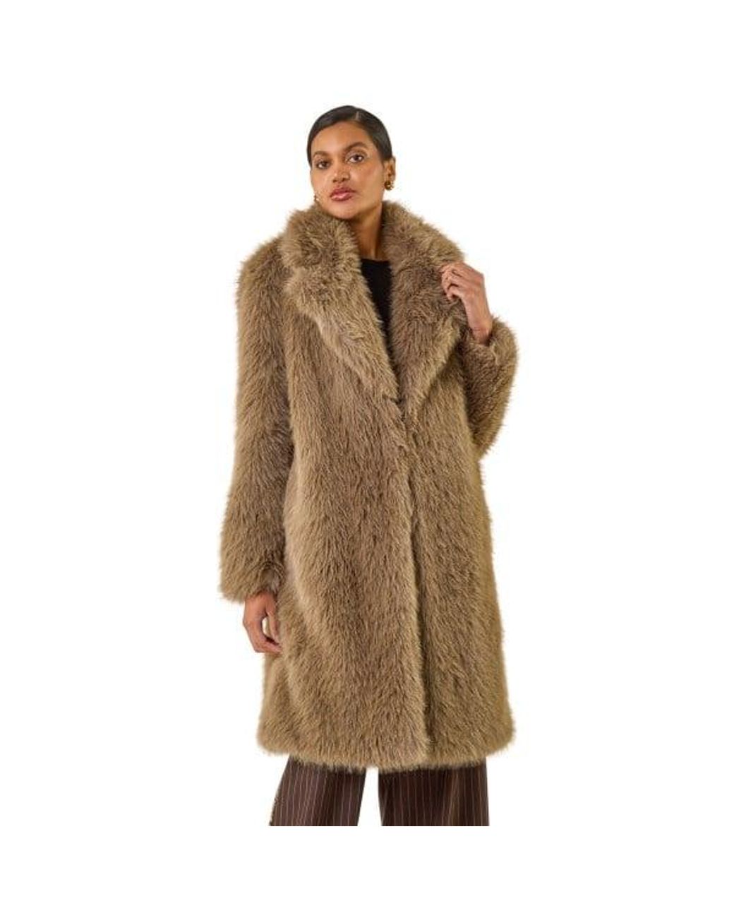 Roman Brown Premium Faux Fur Coat