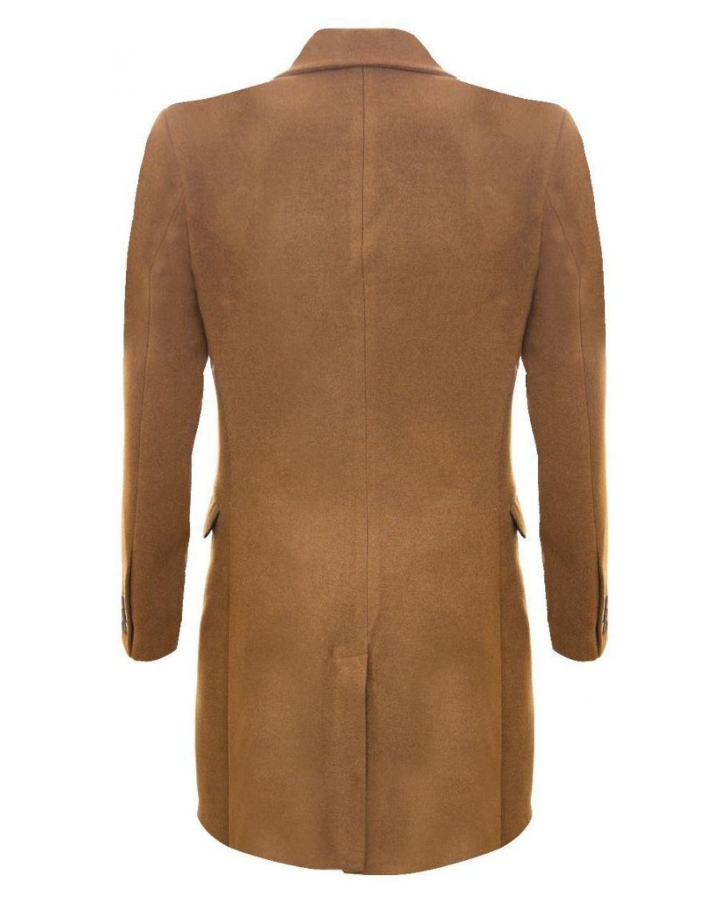 TruClothing Brown Long Wool Slim Fit Overcoat for men