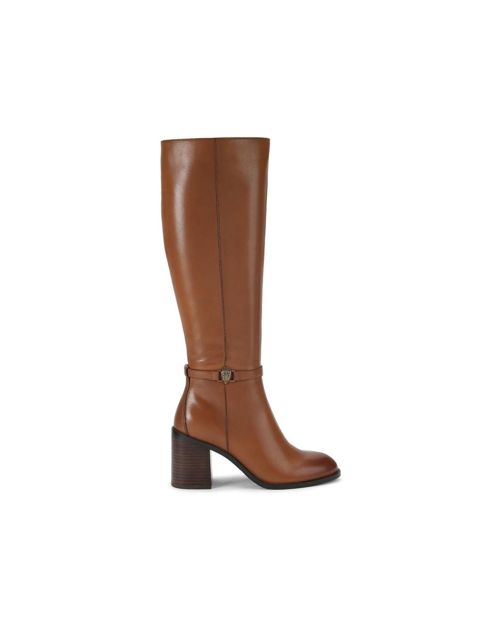 Kurt Geiger Brown Leather Shoreditch Block Knee B Boots