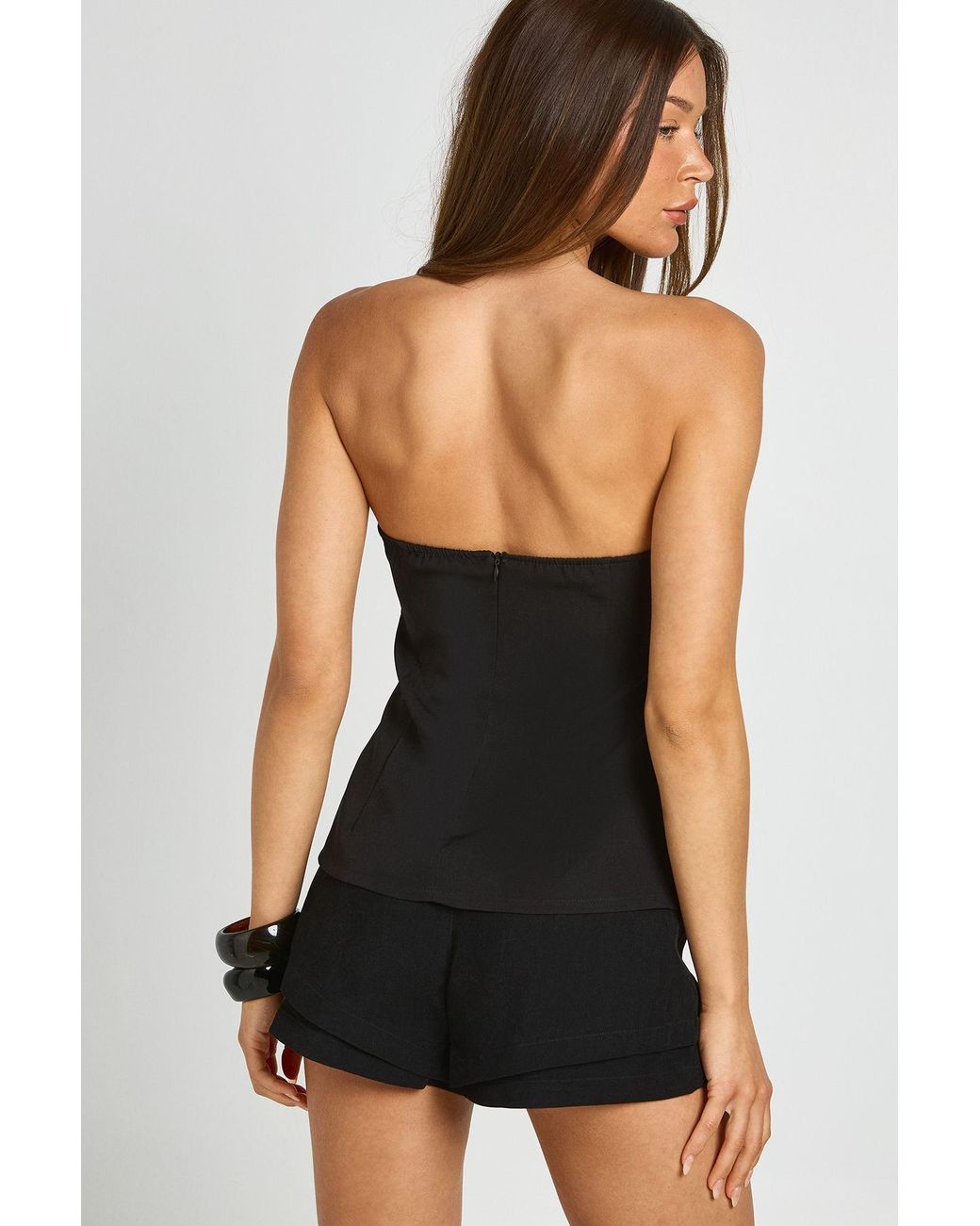 Boohoo Black High Waisted Double Hem Tailored Shorts