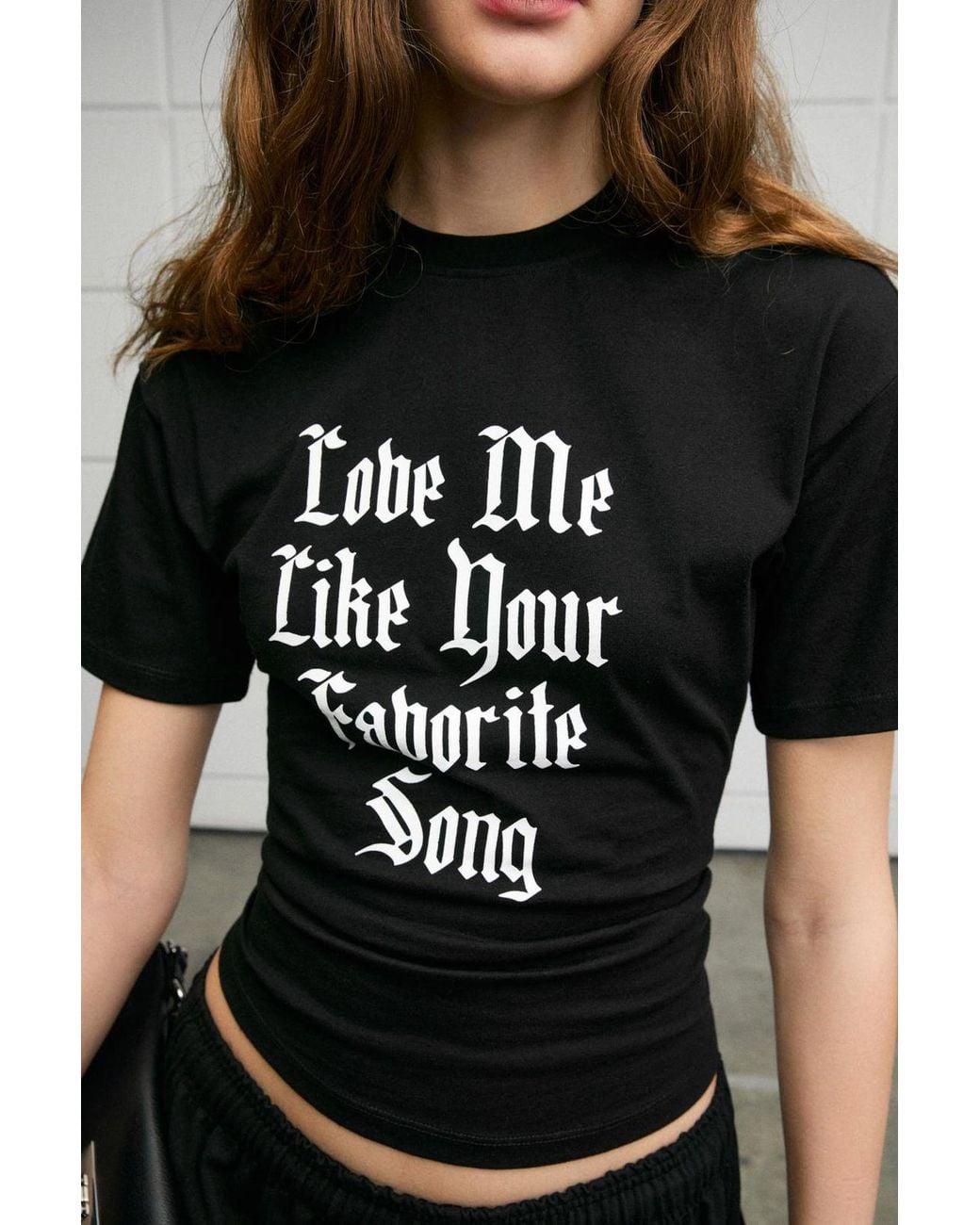 Grimelange Black Crew Neck Printed T-Shirt