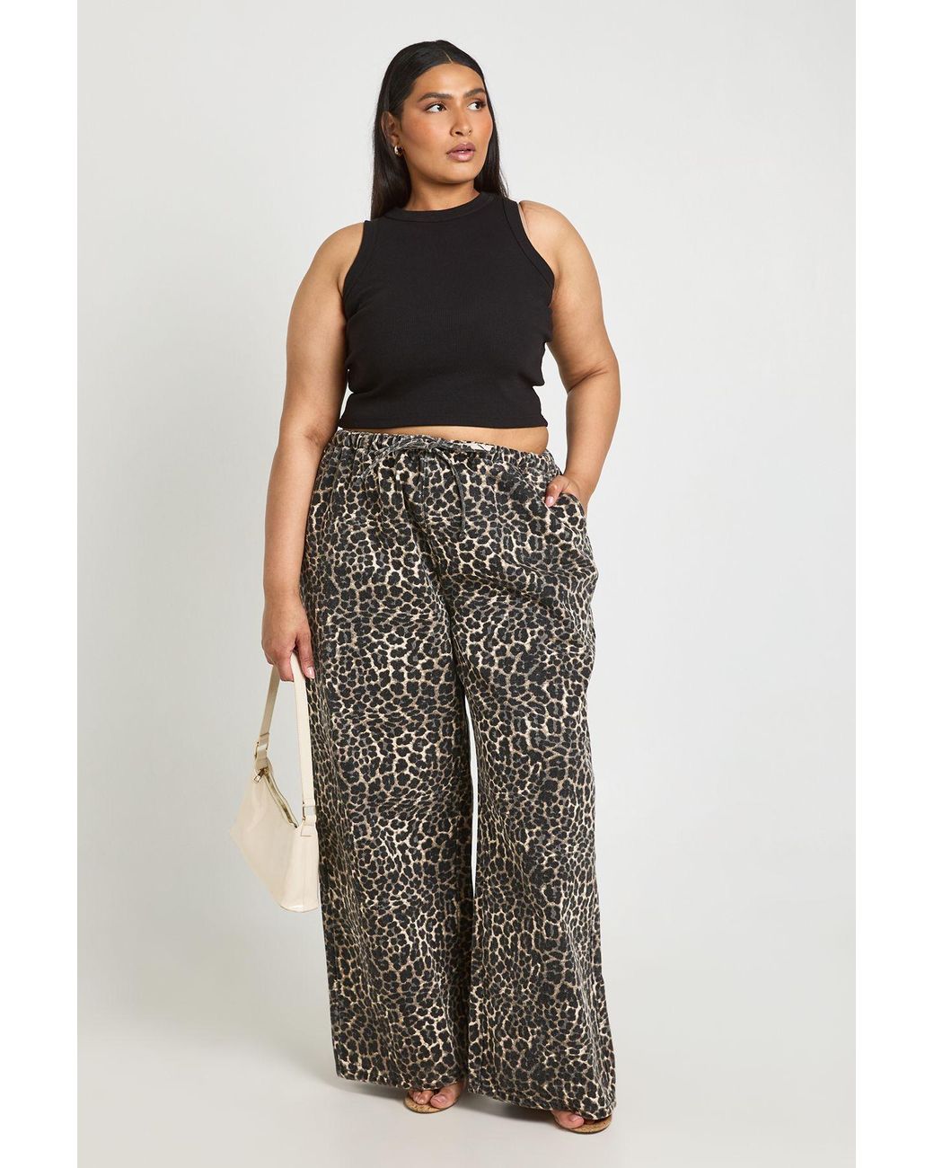 Boohoo Multicolor Plus Print Elasticated Wide Leg Jean