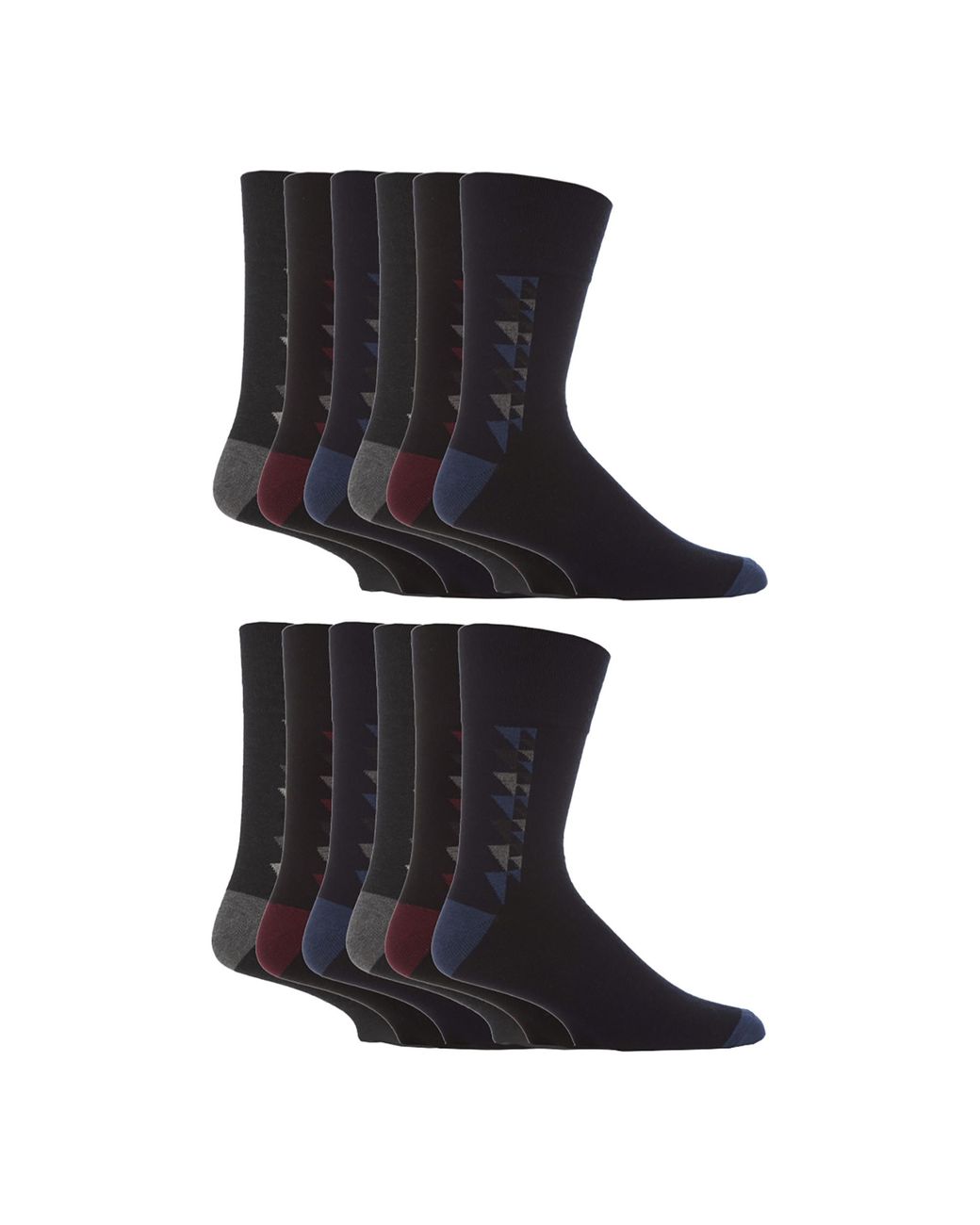 Gentle Grip Black 12 Pairs Loose Top Socks for men