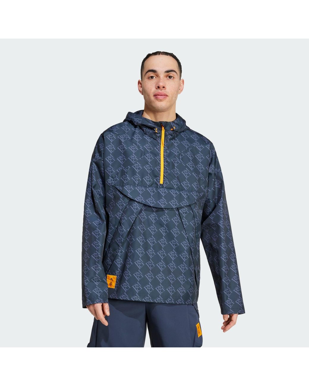 Adidas Originals Blue Real Madrid Seasonal Half-Zip Windbreaker for men
