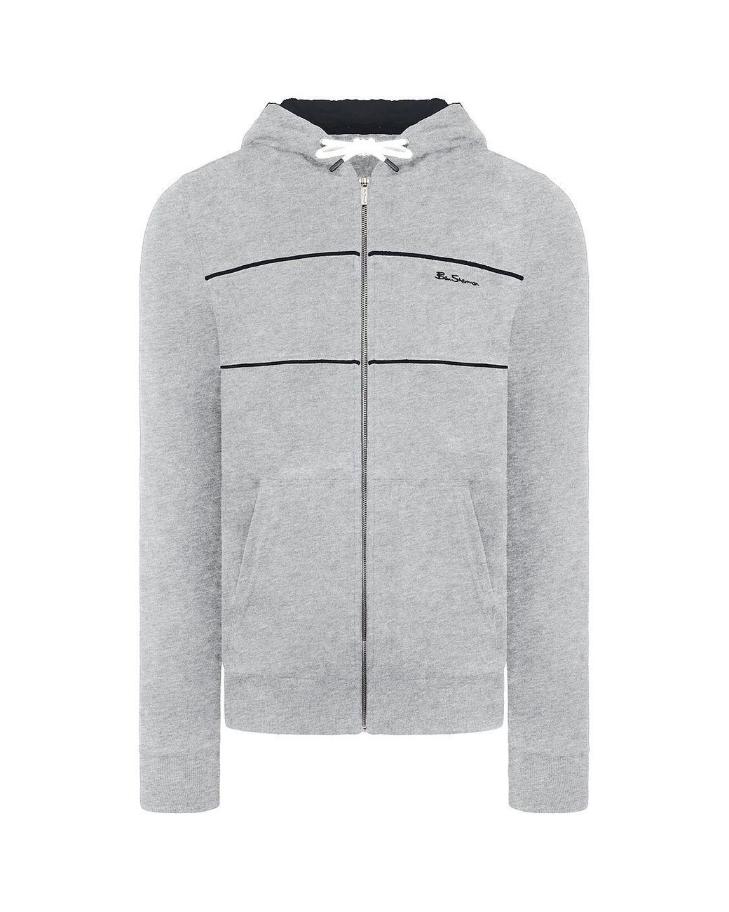 Ben Sherman Gray Longsleeve Zip Light Grey Hooded Track Jacket 0065216l Lightgrey for men