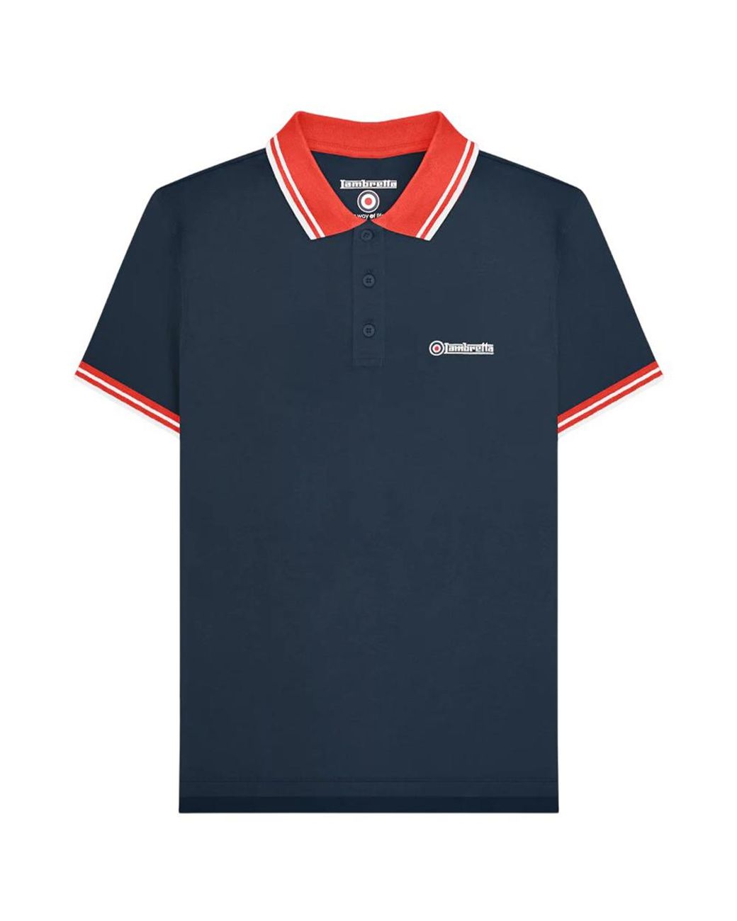 Lambretta Blue Contrast Tipped Polo Shirt Cotton for men