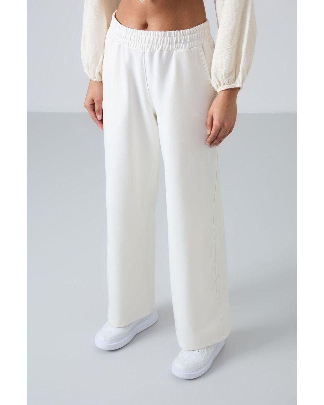 TOMMY LIFE White Wide-Leg Pull-On Sweatpants
