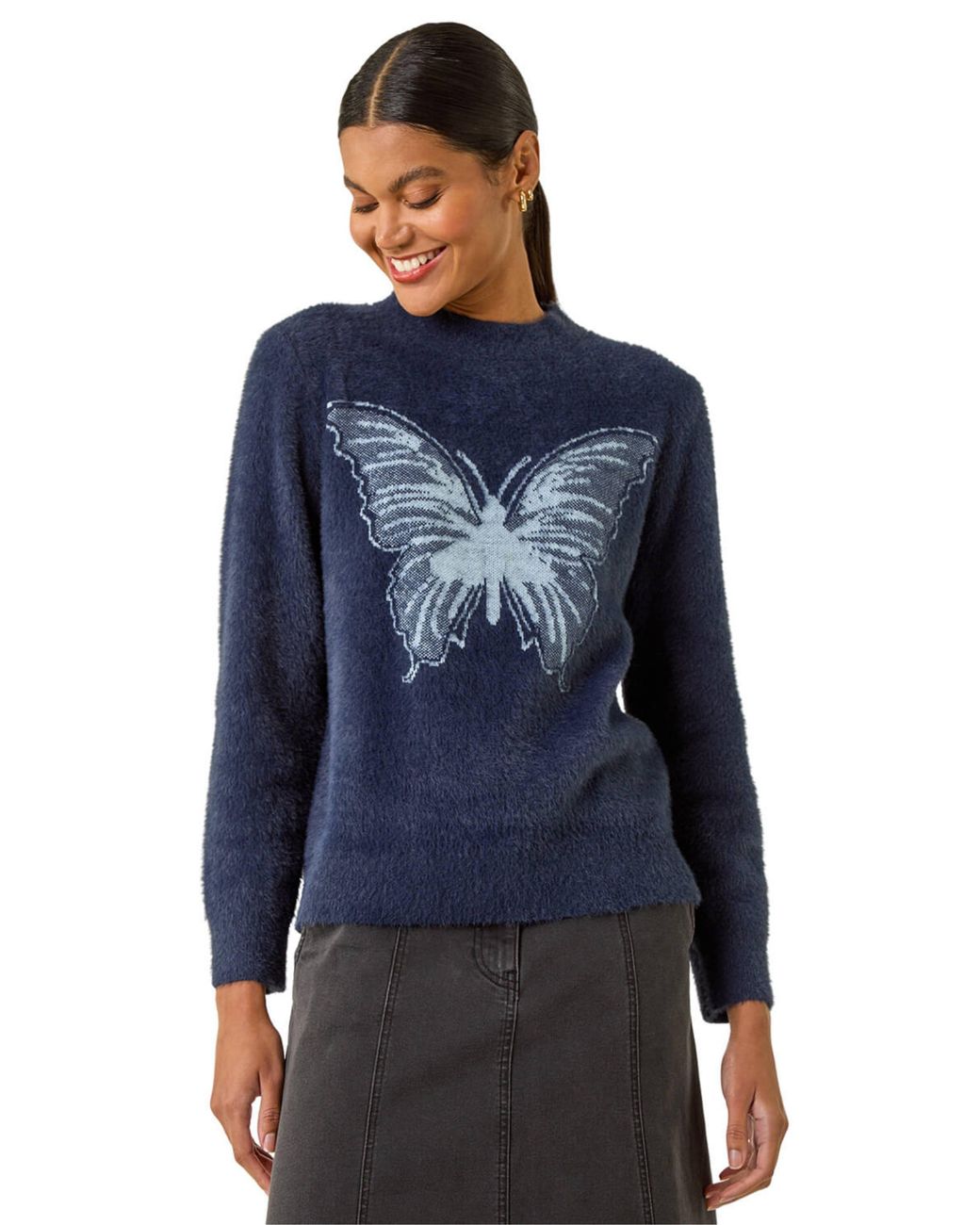 Roman Blue Butterfly Crew Neck Knit Jumper