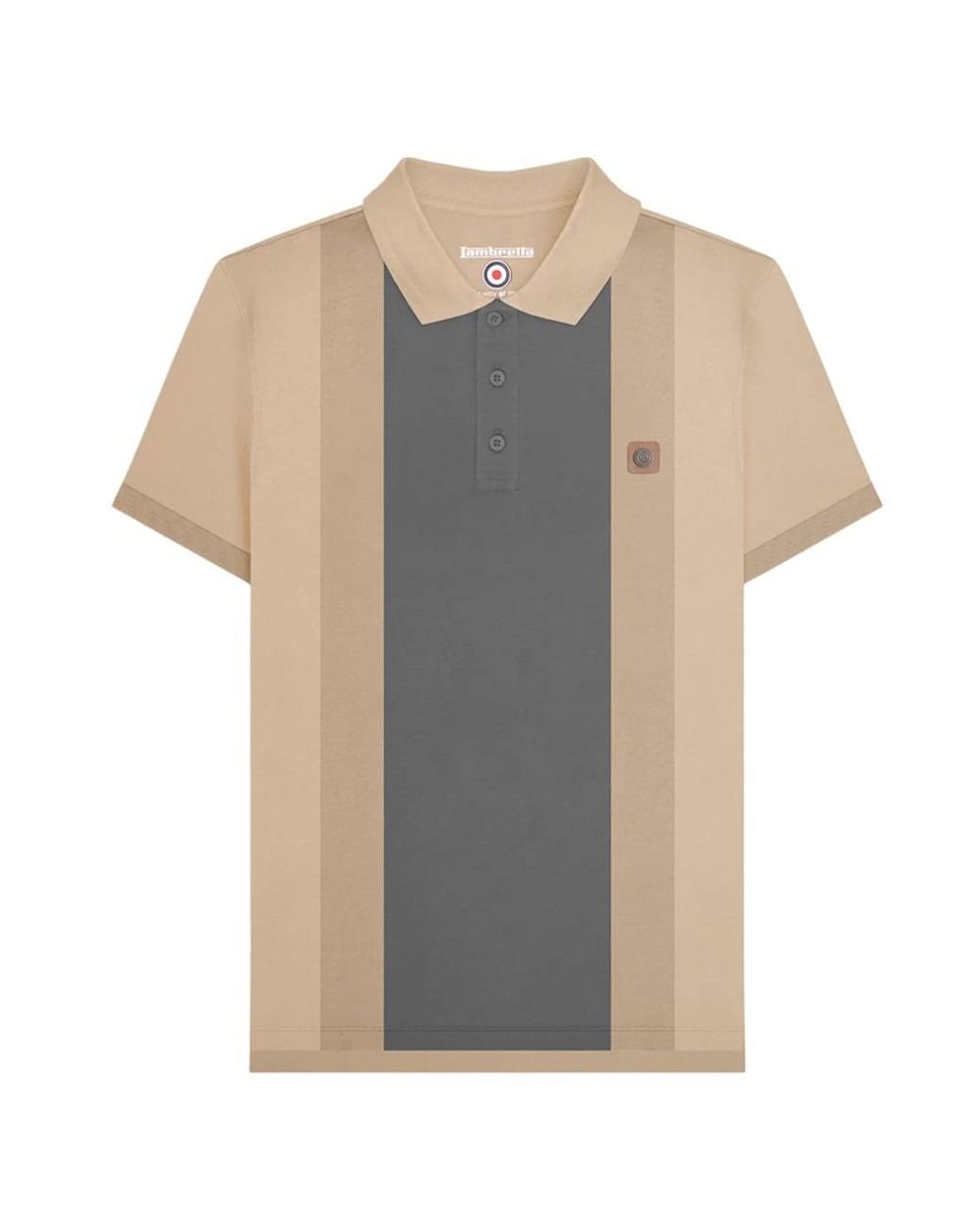 Lambretta Gray Contrast Panel Vintage Polo Shirt Cotton for men