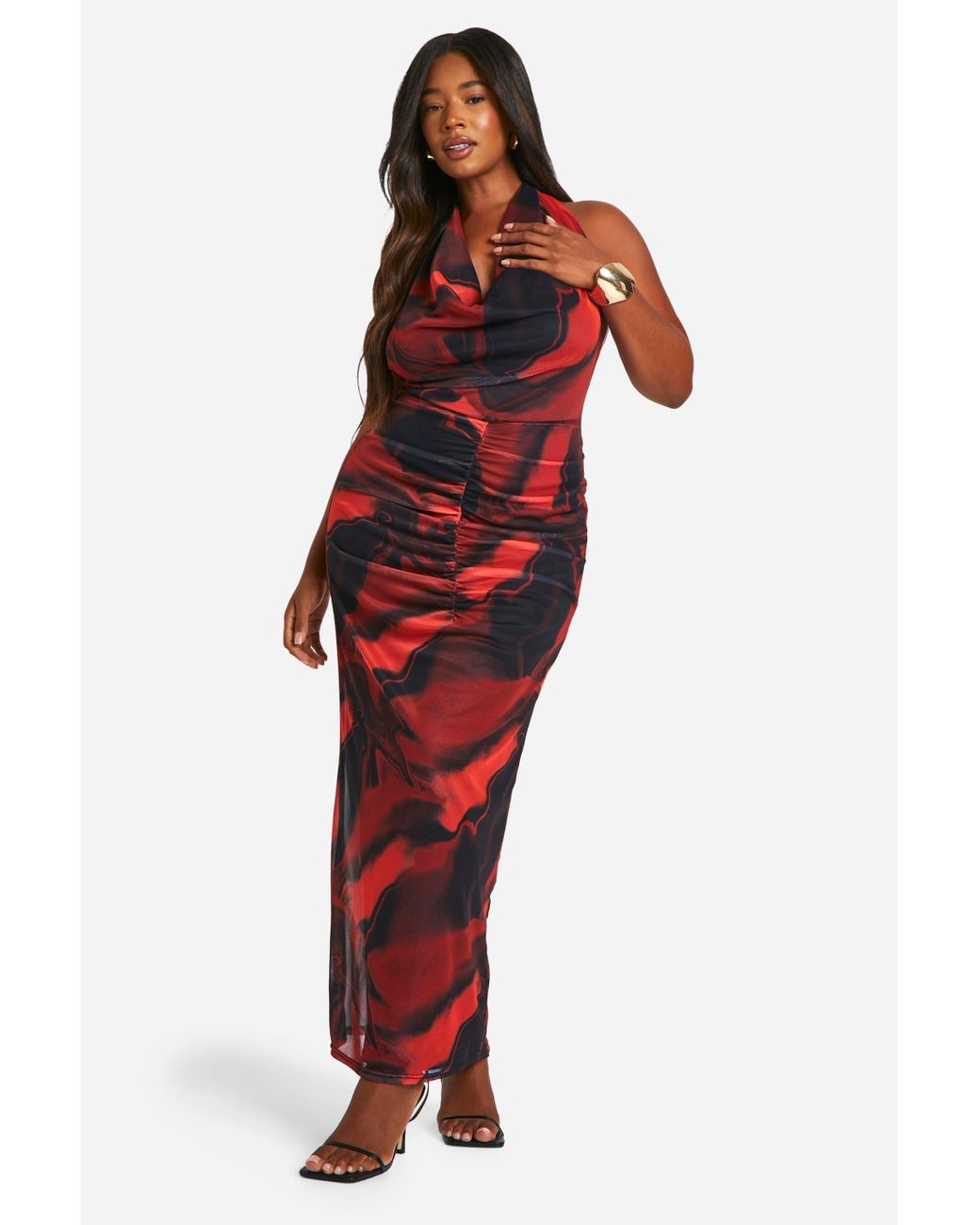 princess polly baby blue dress Women's Dark brown Cowl-neck maxi dress