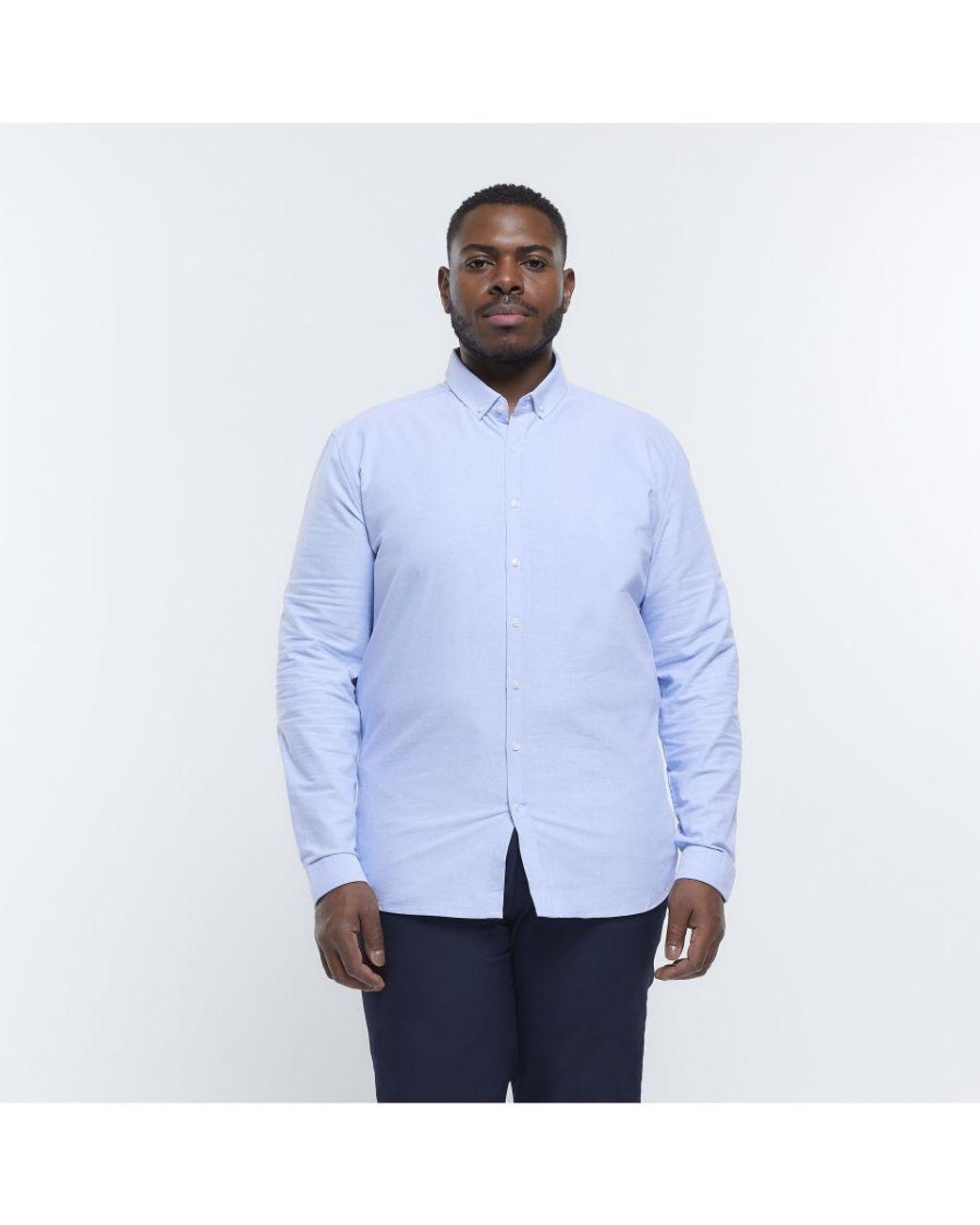 River Island Shirt Big Tall Slim Fit Oxford Cotton in White for