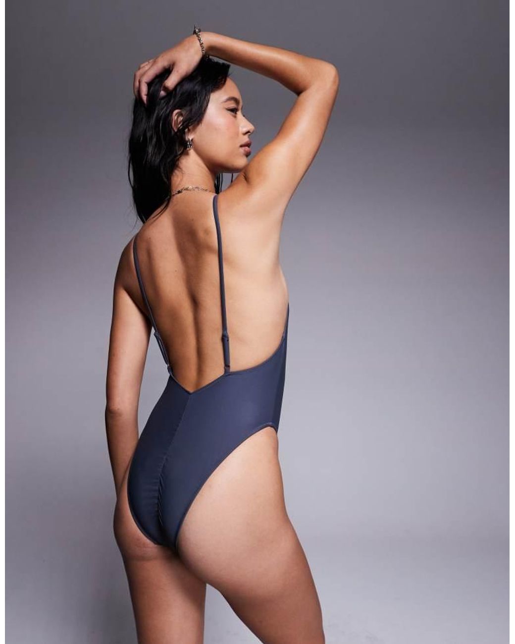 ASOS Blue Kim Ruched Swimsuit