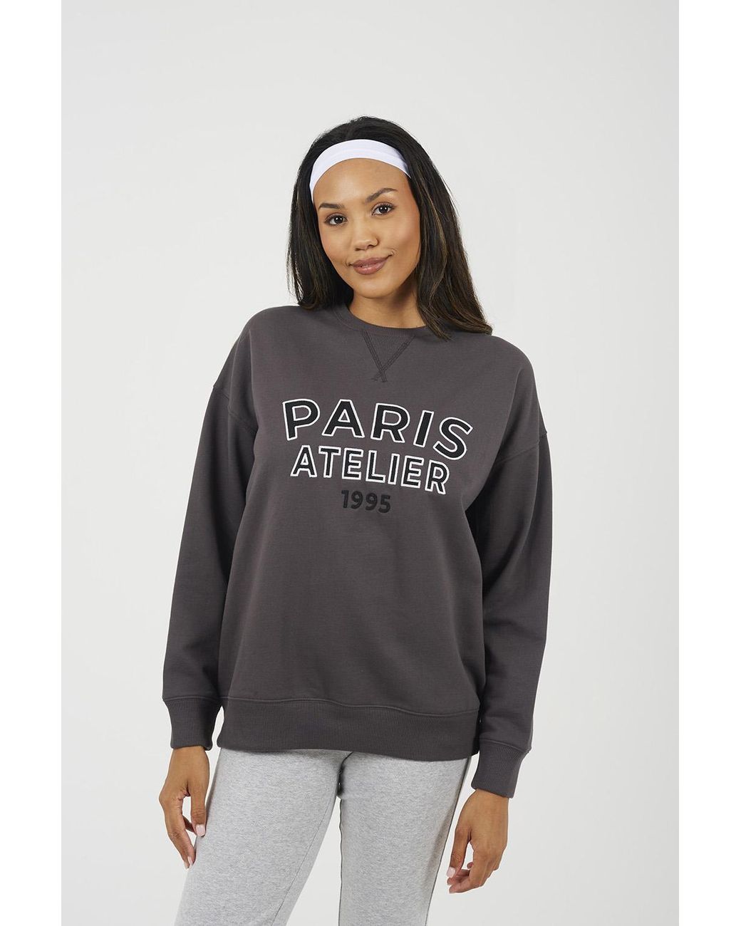 Brave Soul Black Crew Neck Embroidered Sweatshirt Cotton