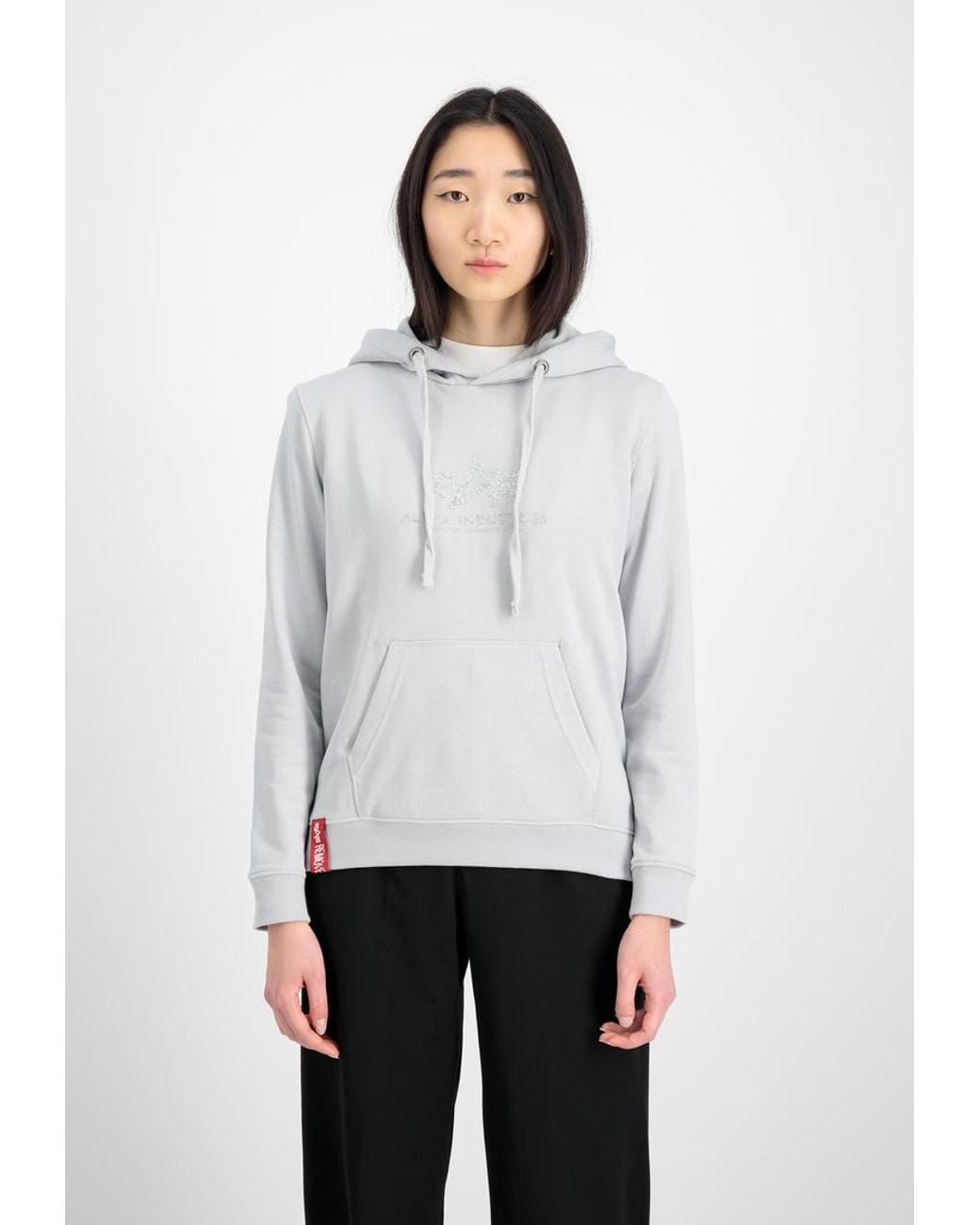 Alpha Industries White New Basic Hoodie Mit Glitzer