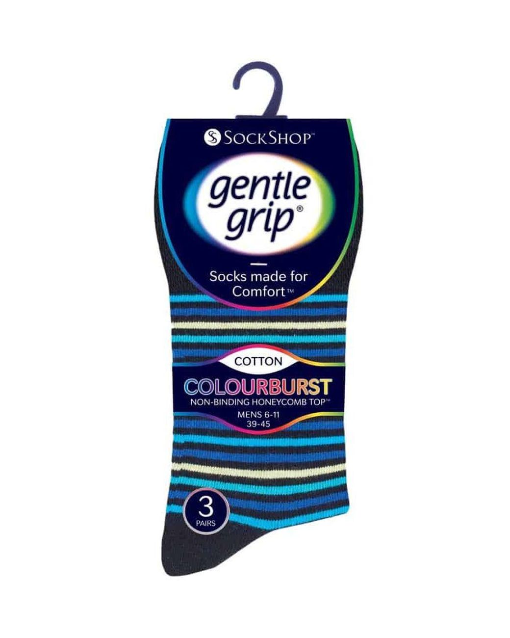 Gentle Grip Blue 6 Pairs Non Elastic Socks for men