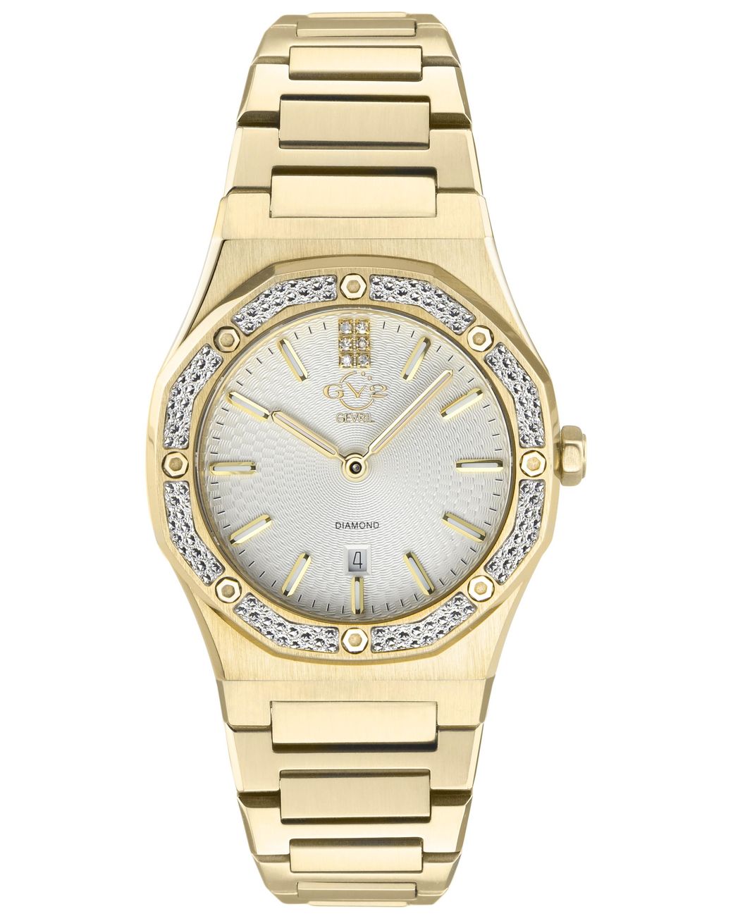Gv2 Metallic Palmanova Swiss Quartz Diamonds Dial Watch Stainless Steel