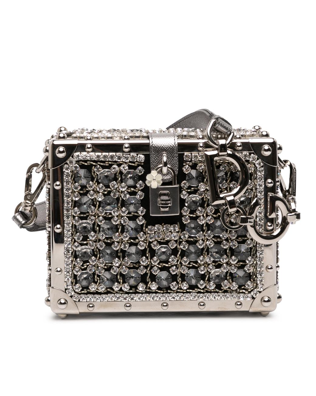 Dolce & Gabbana Black Pre-Owned Rhinestone Embellished Jacquard Box Bag