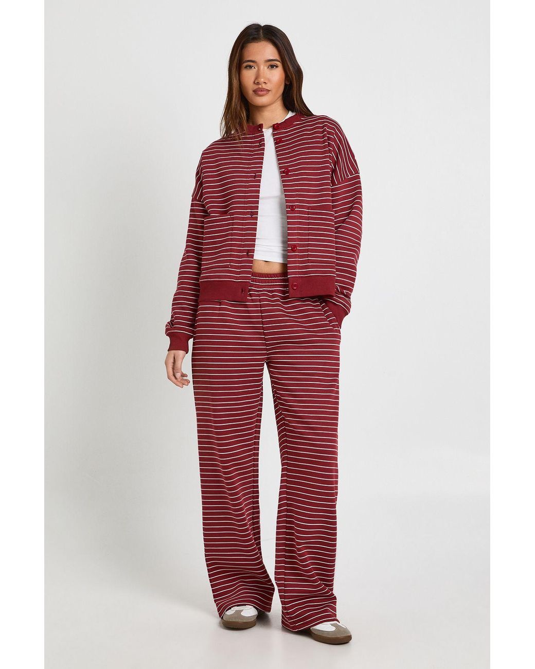 Boohoo Red Stripe Straight Leg Jogger