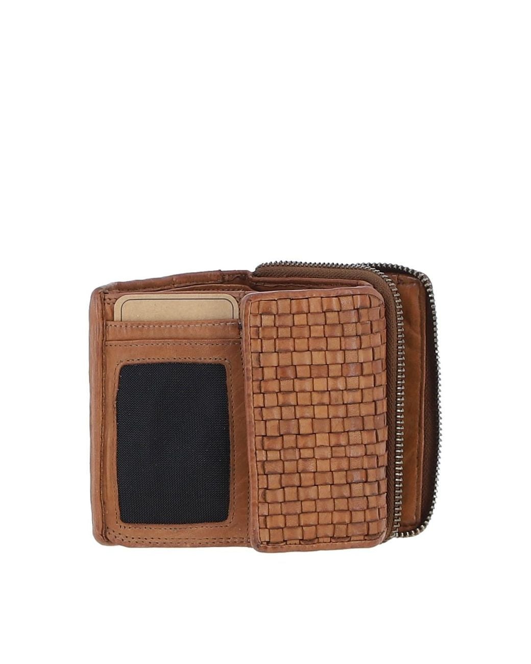 Ashwood Leather Brown Vintage Woven 7 Card Purse