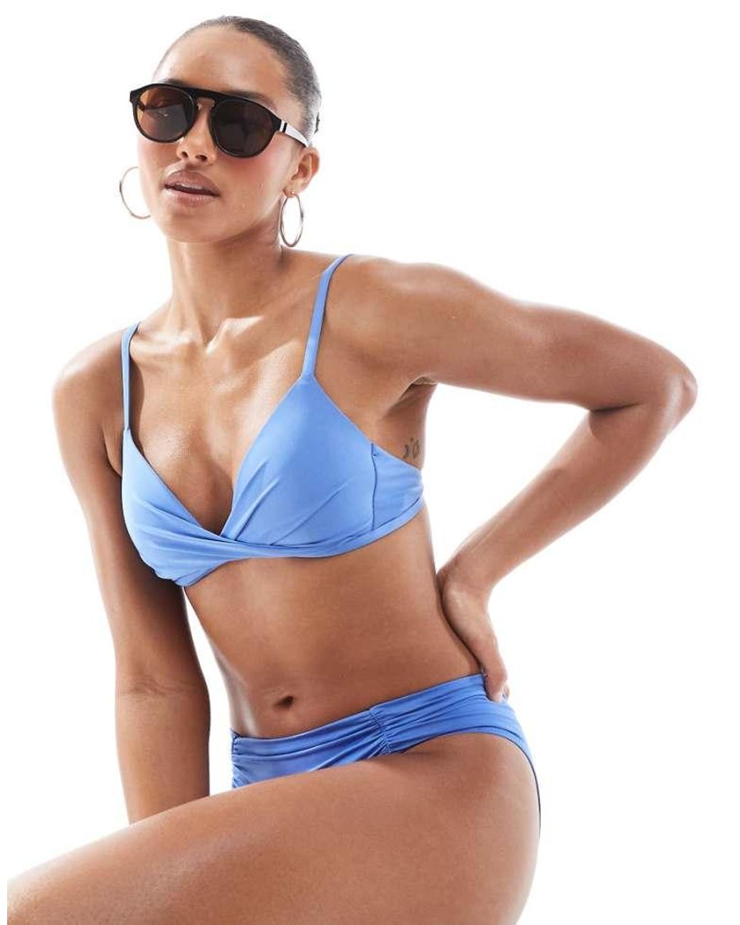 Lindex Blue Nicola Cross Front Bikini Top