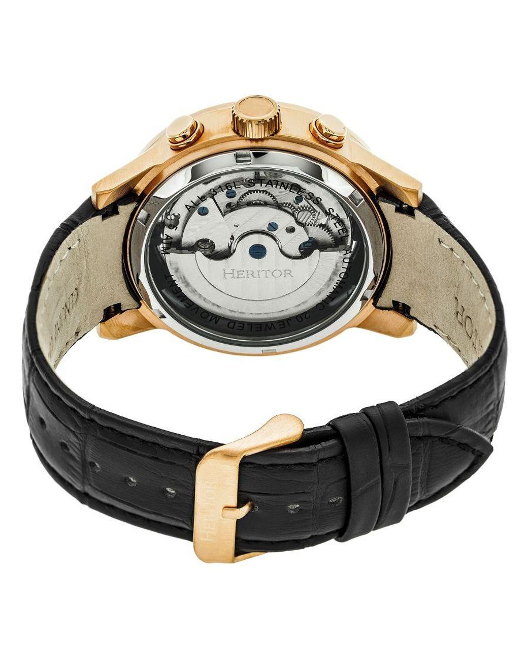Heritor Multicolor Hannibal Semi-Skeleton Leather-Band Watch for men