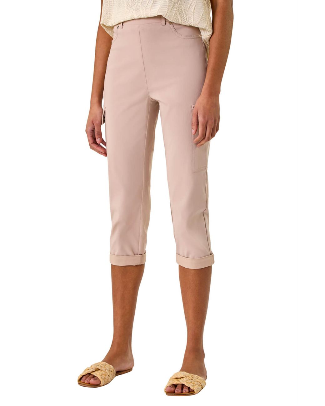 Roman Multicolor Turn Up Stretch Cargo Trousers