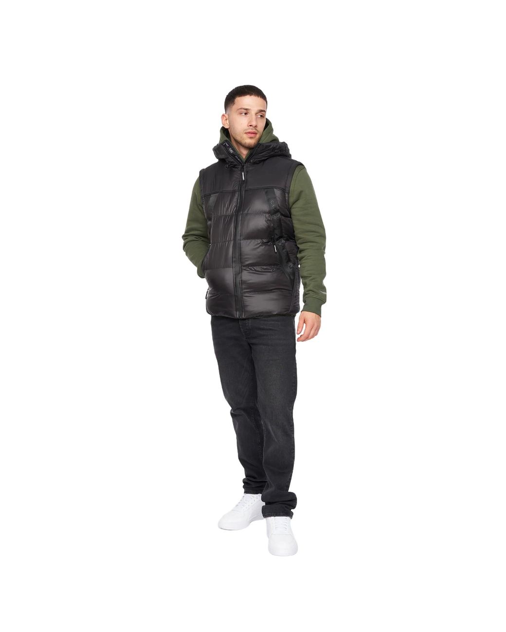 Crosshatch Black Craystore Hooded Gilet for men