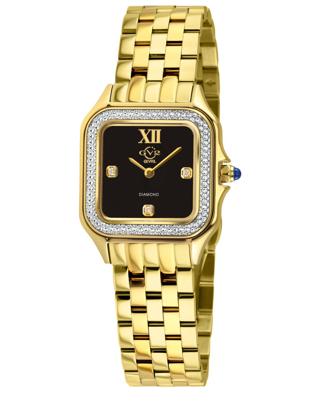 Gv2 Metallic Milan Swiss Quartz Diamond Onyx Dial, Ipyg Stainless Steel Watch