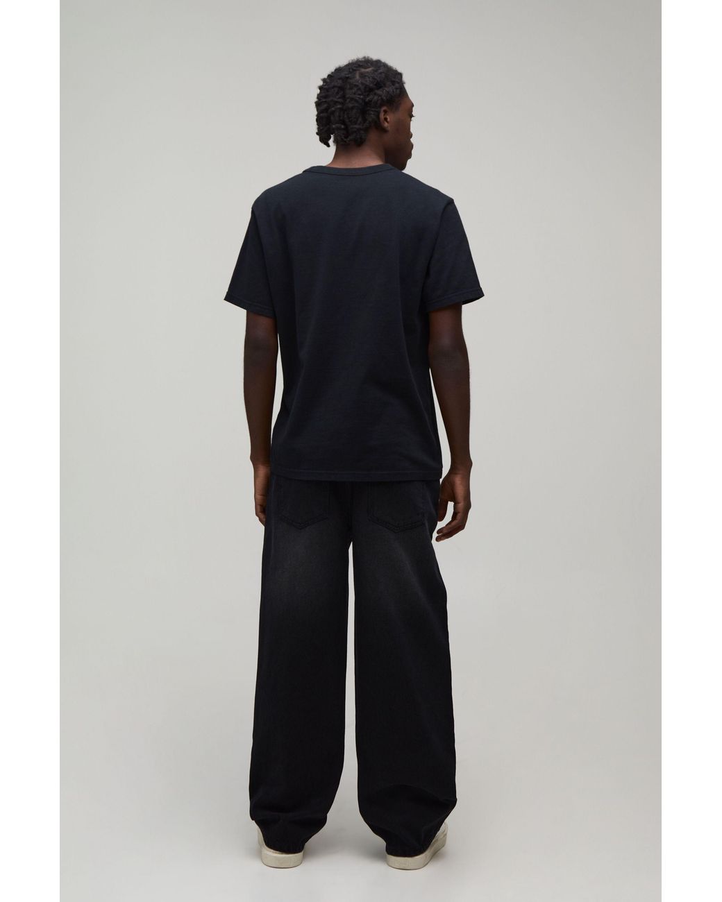 BoohooMAN Black Cow Applique Relaxed Fit Jeans for men
