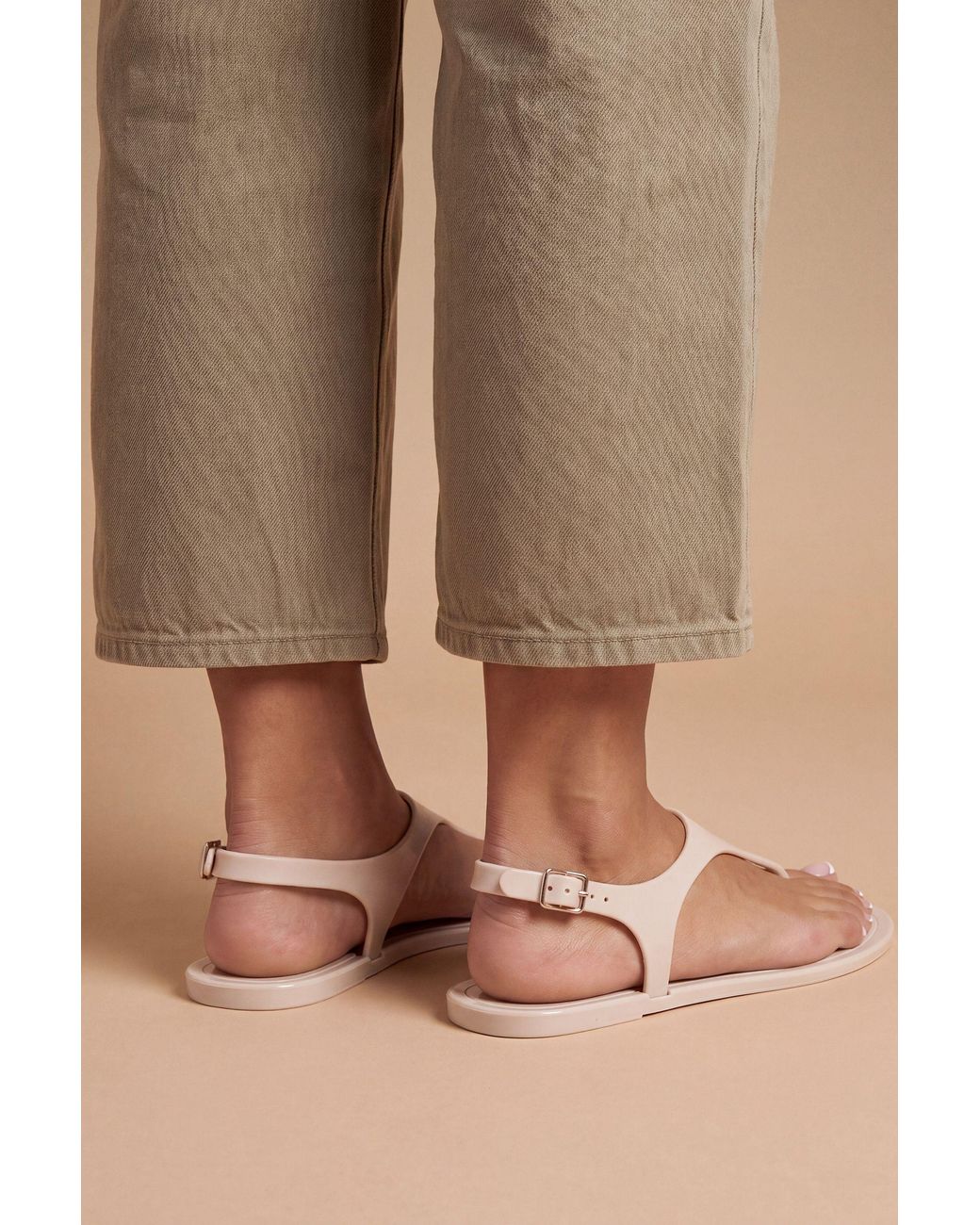 Oasis Natural Patricia Jelly Slingback Toe Post Flat Sandals