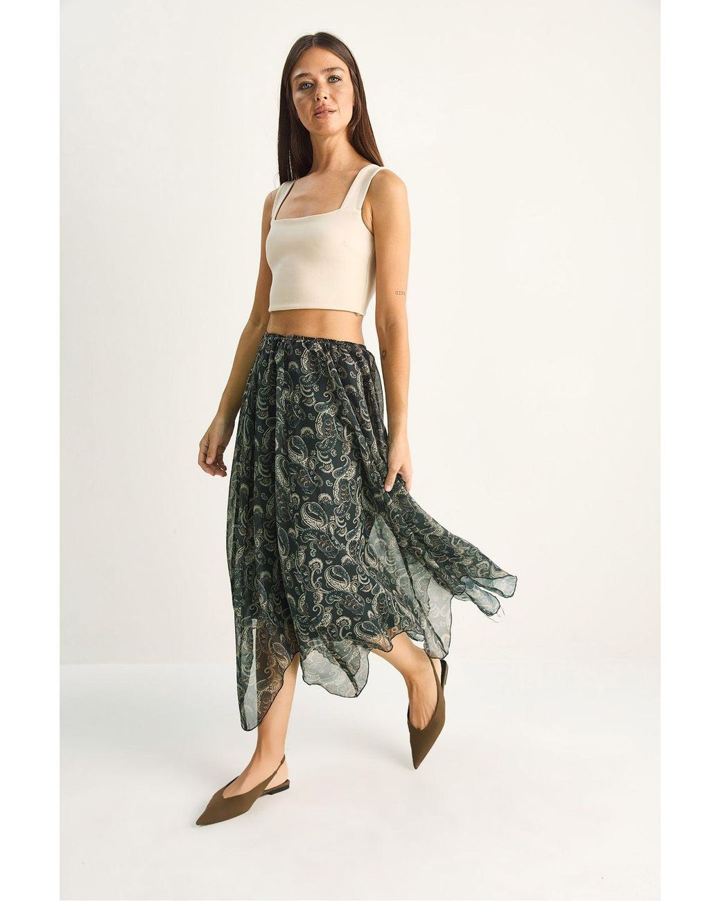 Bianco Lucci Natural Cotton Skirt