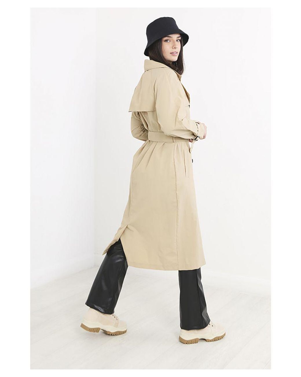 Brave Soul Natural Light 'Danika' Belted Longline Trench Coat