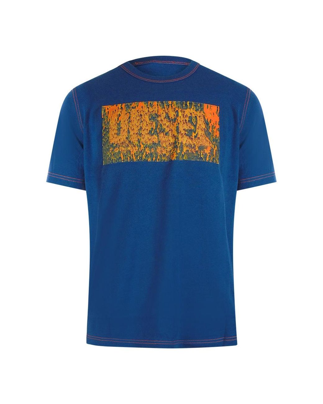 DIESEL Blue Block Logos Ensign T-Shirt Cotton for men