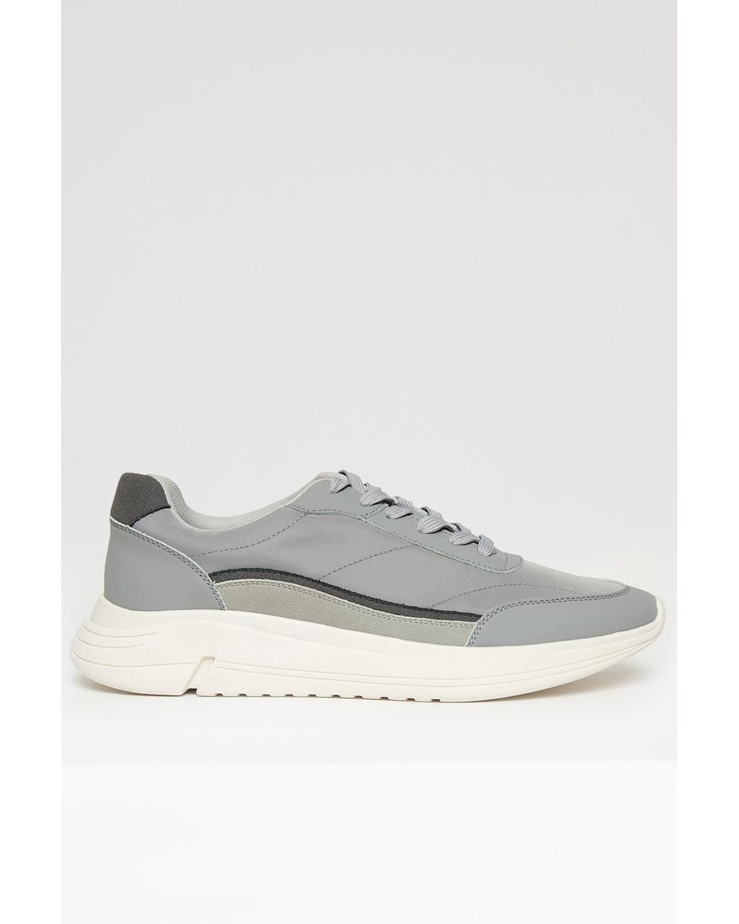 Threadbare Gray Retro Panelled Court Trainers for men