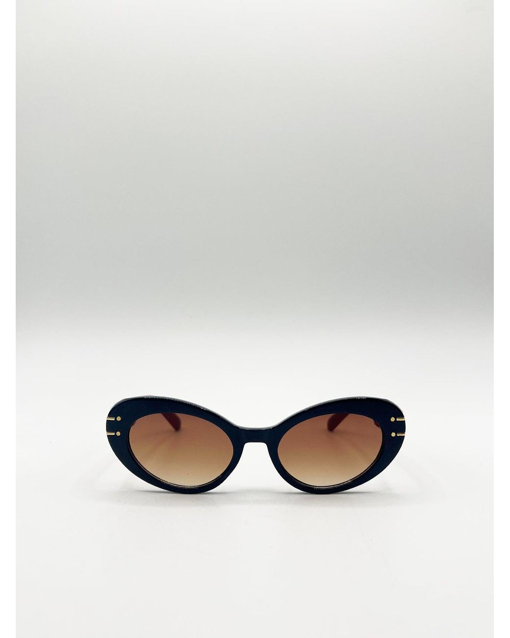SVNX White Oval Cat-Eye Sunglasses