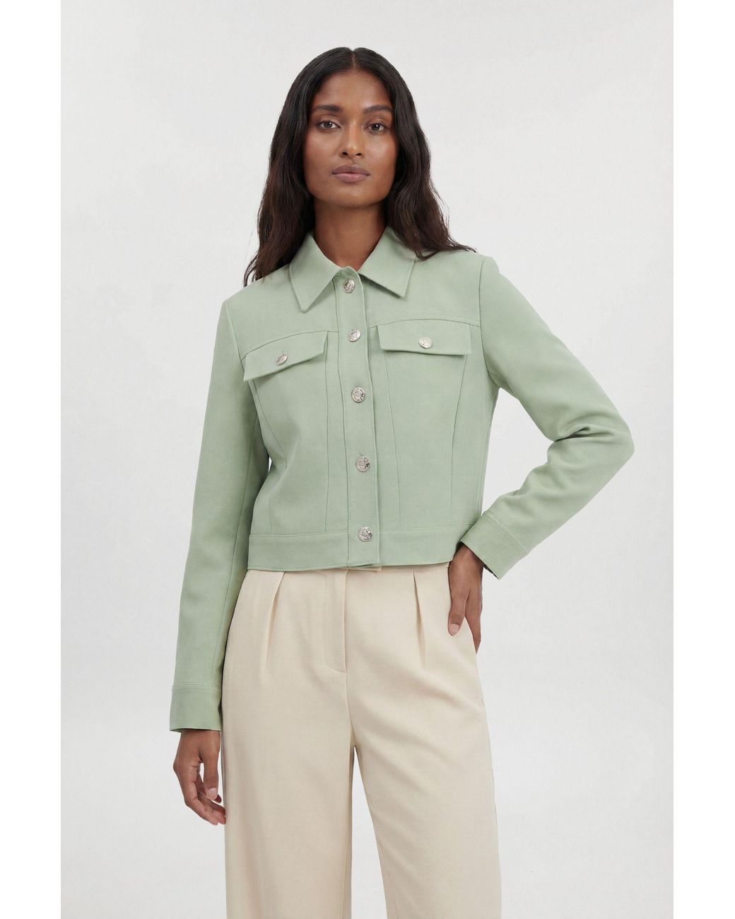Karen Millen Green Tailored Button Detail Jacket