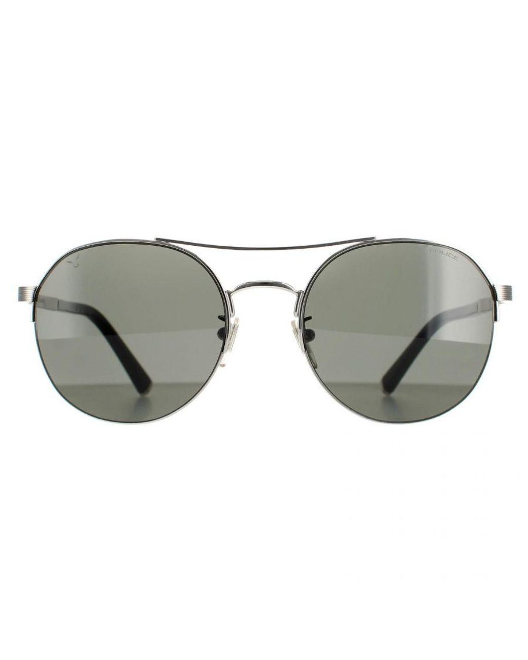 Police Gray Aviator Shiny Full Palladium Smoke Spla24 Lewis 03 for men