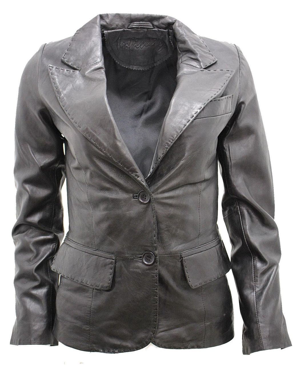 Infinity Leather Gray 2 Button Blazer Jacket-Newport