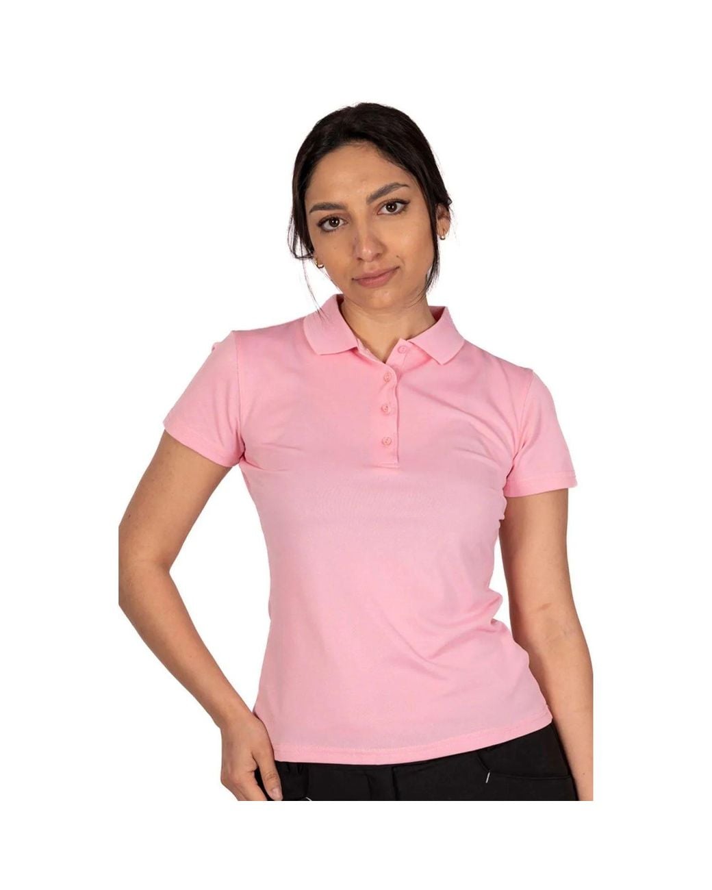 Island Green Pink Ladies Classic Micro Pique Golf Polo Shirt (Candy)