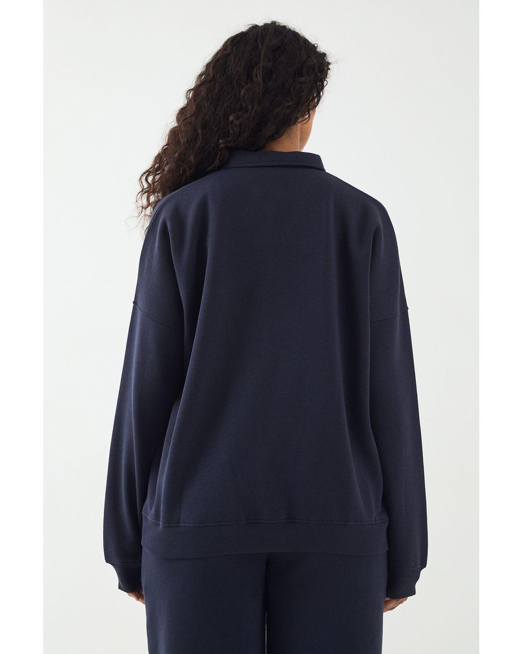 DSGN Studio Blue Embroidered Collared Sweatshirt