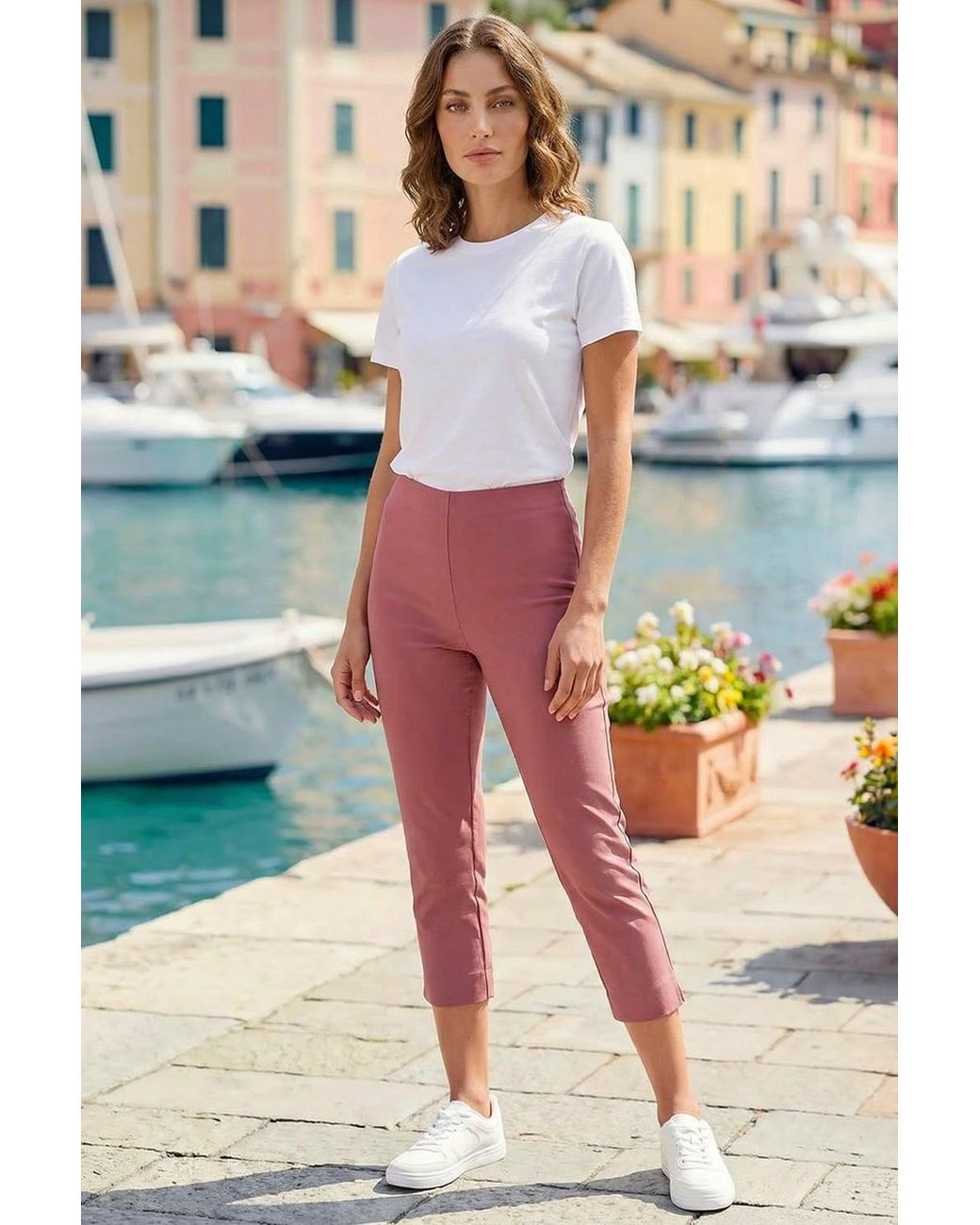 Roman Petite Red Cropped Stretch Trouser Capri Summer Leggings 3/4 Pedal Pushers