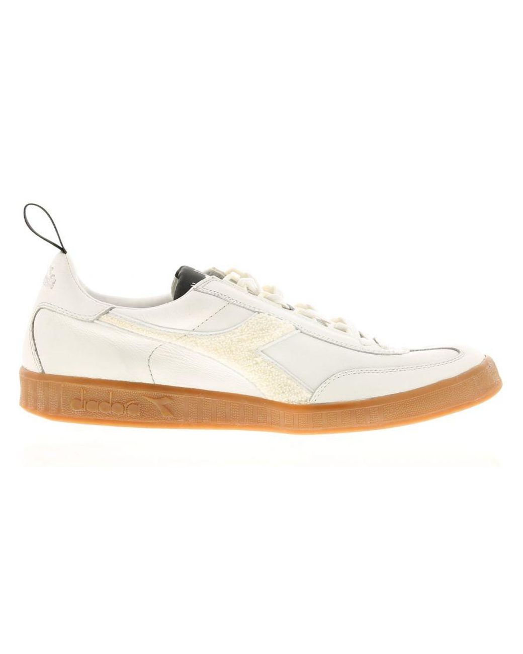 Diadora Black Premium Leather Upper Lace Up Retro Fashion Trainer With Distressed Finish for men