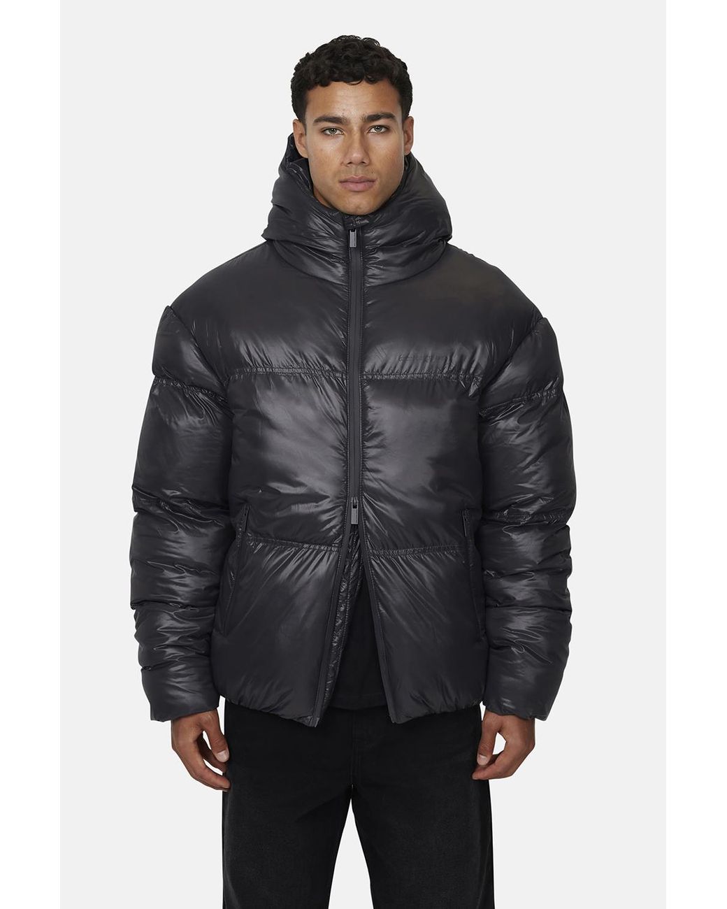 Good For Nothing Black Hooded Puffer Jacket for men