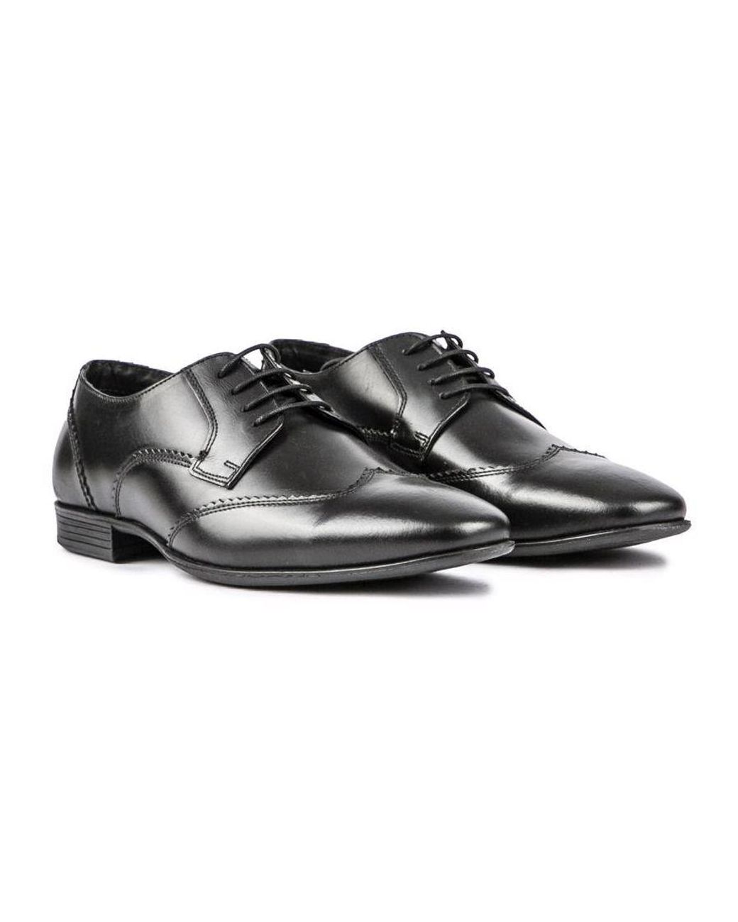 Lambretta Black Blair Leather Wing Tip Shoes for men