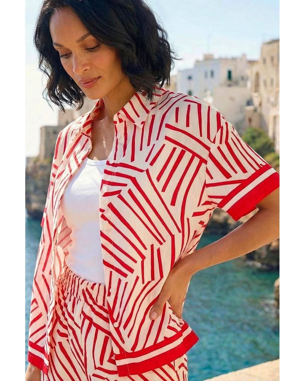 D.u.s.k Red Geometric Buttoned Shirt
