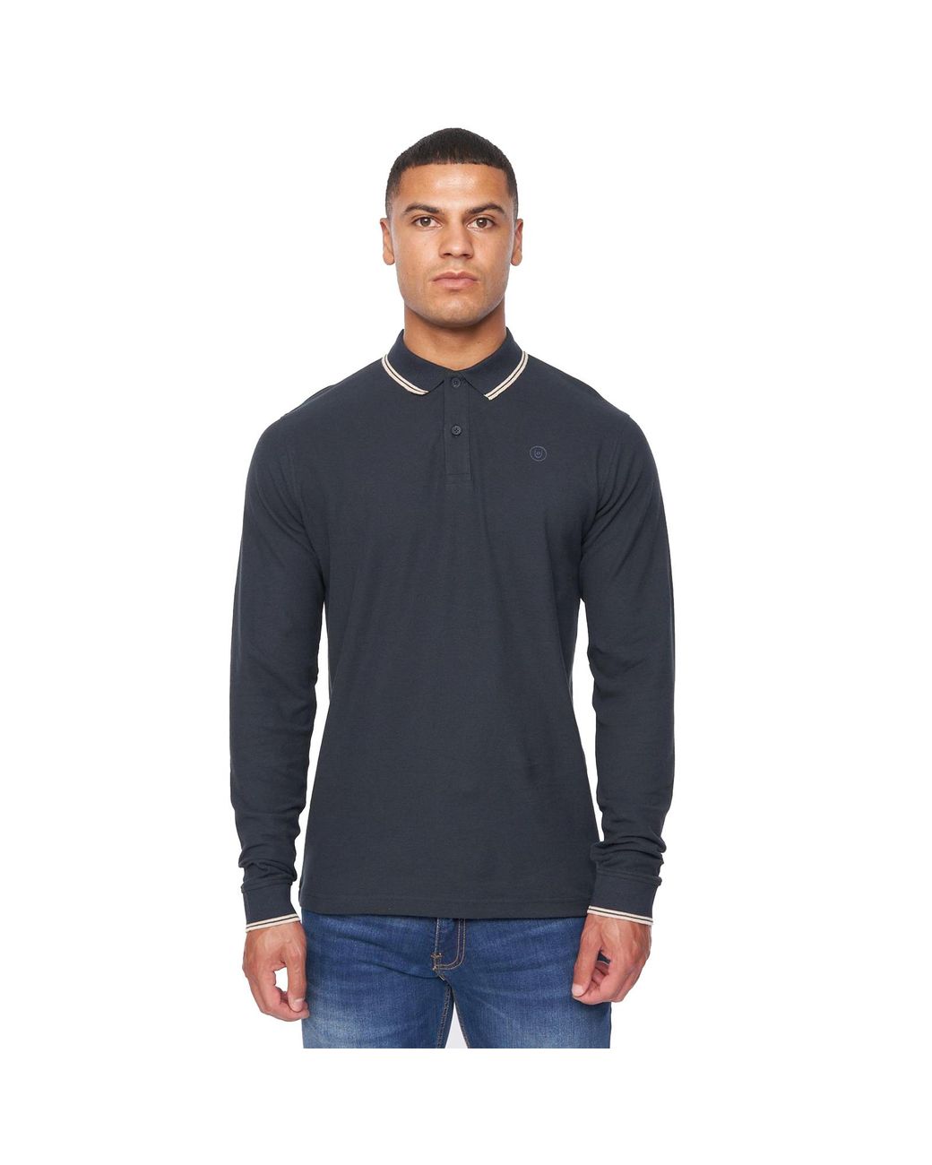 Duck and Cover Blue Roxberry Long Sleeve Polo Shirt for men